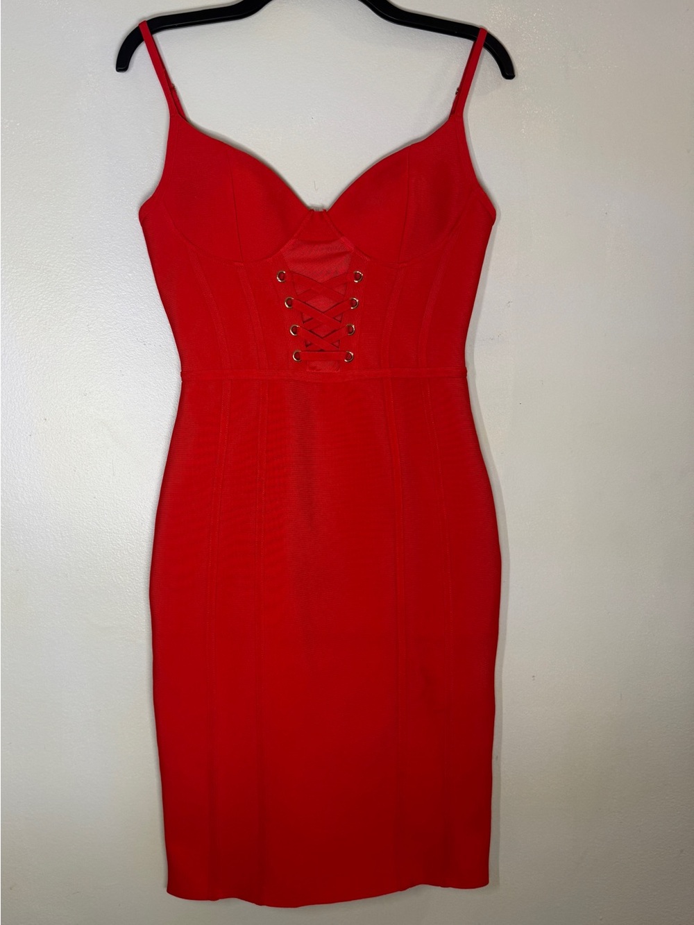 Fashion Nova Red Lace-Up Bodycon Mini Dress